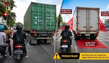 Jangan Berhenti di Samping Kendaraan Besar