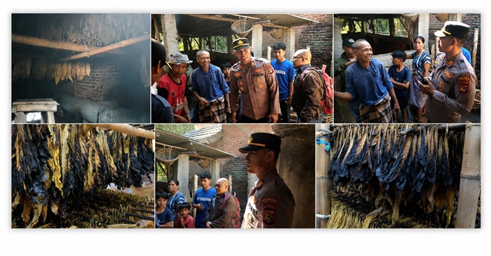 Kapolsek Kopang, AKP Muh. Zulmajdi, SH, saat turun langsung ke lokasi kebakaran oven tembakau milik warga di Dusun Nyanggi, Desa Montong Gamang, Kecamatan Kopang,  pada Kamis (27/8/2026).