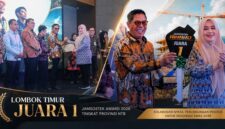 Bupati Lombok Timur, H. Haerul Warisin saat menerima penghargaan Jamsostek Award 2026 Tingkat Provinsi NTB, dalam acara yang berlangsung di Prime Park Hotel, Mataram, Rabu (26/8/2026).