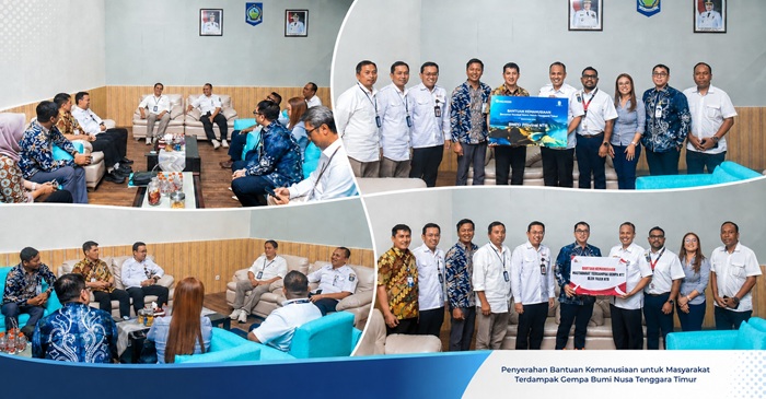Suasana penyerahan bantuan kemanusiaan untuk masyarakat korban bencana gempa bumi di Provinsi NTT oleh FKIJK Wilayah NTB bersama BMPD Provinsi NTB, yang diterima langsung oleh Kepala Dinas Kominfotik NTB, Ahsanul Khalik, di ruang kerjanya, pada Rabu (19/8/2026).