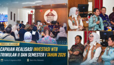 Suasana press release capaian realisasi investasi NTB triwulan II dan semester I tahun 2026, di Bale Kita, pada Kamis (6/8/2026).
