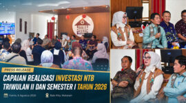 Suasana press release capaian realisasi investasi NTB triwulan II dan semester I tahun 2026, di Bale Kita, pada Kamis (6/8/2026).