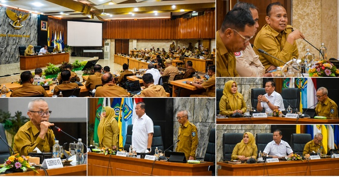 Suasana Rapat Pimpinan (Rapim) Pemprov NTB yang dipimpin Gubernur NTB, Lalu Muhamad Iqbal, didampingi Wagub NTB, Indah Dhamayanti Putri dan Sekda NTB, Abul Chair, di Ruang Rapat Sangkareang, Kantor Gubernur NTB, Senin (24/8/2026).
