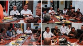 Suasana pertemuan Gubernur NTB, Lalu Muhamad Iqbal bersama Wakil Rektor IV UMM, Muhamad Salis Yuniardi, M.Psi., Ph.D., dan jajaran guru besar serta rombongan UMM, di Ruang Kerja Gubernur NTB, pada Rabu (26/8/2026).