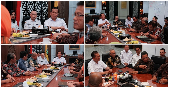 Suasana pertemuan Gubernur NTB, Lalu Muhamad Iqbal bersama Wakil Rektor IV UMM, Muhamad Salis Yuniardi, M.Psi., Ph.D., dan jajaran guru besar serta rombongan UMM, di Ruang Kerja Gubernur NTB, pada Rabu (26/8/2026).