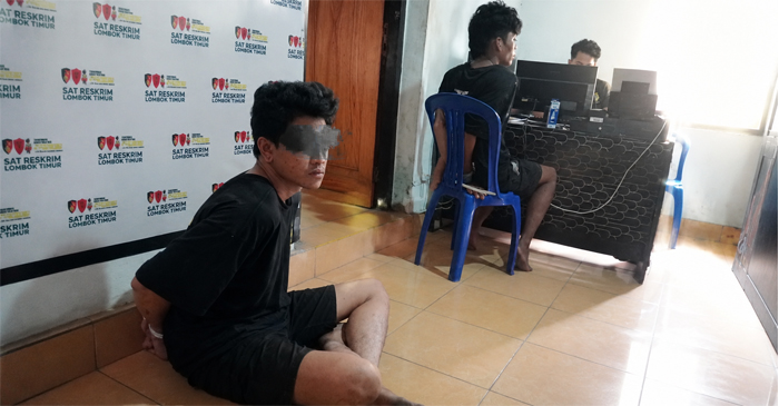 Ini dua terduga pelaku curanmor yang berhasil dievakuasi Polsek Keruak dari amukan massa.