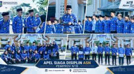 Suasana Apel Siaga Disiplin ASN Pemprov NTB, di Lapangan Bumi Gora Kantor Gubernur NTB, Senin (21/9/2026).