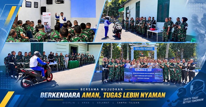 Suasana kegiatan Edukasi Keselamatan Berkendara yang melibatkan Jasa Raharja Provinsi NTB, Detasemen Polisi Militer (Denpom), Ditlantas Polda NTB, dan Astra Motor NTB.