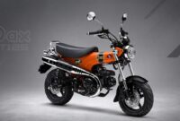 Ini Honda ST125 Dax warna Candy Energy Orange, yang membuat tampilan motor ikonik ini semakin mencuri perhatian.