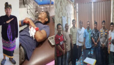 Ketua ASLI Kaltim, <. Hamdan Wirhadi (foto paling kiri), korban bacok sedang dirawat di rumah sakit (foto tengah), pose bersama usai proses mediasi di Polsek Muara Kaman (foto paling kanan).