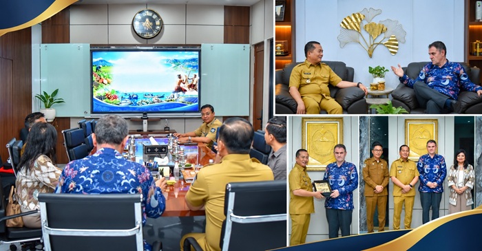 Suasana Gubernur NTB, Lalu Muhamad Iqbal saat menerima Duta Besar Rumania untuk Indonesia, H.E. Dan Adrian Balanescu, di ruang kerja Gubernur NTB, Senin (28/9/2026).