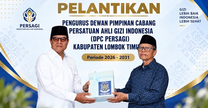 Bupati Lombok Timur, H. Haerul Warisin, saat menghadiri pelantikan Pengurus Dewan Pimpinan Cabang Persatuan Ahli Gizi Indonesia (DPC Persagi) Kabupaten Lombok Timur periode 2026–2031, di Ballroom Kantor Bupati Lombok Timur, Rabu (9/9/2026).