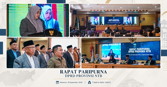 Suasana Rapat Paripurna DPRD NTB, di Ruang Rapat Utama Kantor Gubernur NTB, pada Jumat (18/9/2026), yang dipimpin Ketua DPRD NTB, Hj. Baiq Isvie Rupaeda.