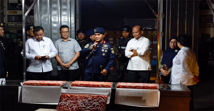 Sebanyak 1.048 ton udang impor berhasil diamankan KKP di Jawa Timur, karena diduga tidak sesuai peruntukan.