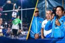 Bupati Lombok Timur, H. Haerul Warisin (foto kanan) saat menghadiri penutupan Kejuaraan Voli Bupati Cup 2026 di Lapangan Bola Voli Rarang (foto kiri), pada Selasa (8/9/2026).