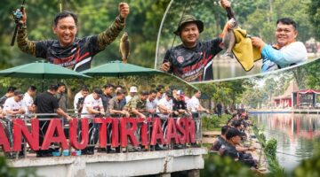 Suasana ratusan peserta saat memadati area pemancingan di Danau Tirta Asri, Akademi TNI, Cilangkap, Jakarta Timur, Minggu (27/9/2026), dalam gelaran Strike Nusantara 2026, yang menjadi bagian dari rangkaian peringatan HUT ke-81 TNI.