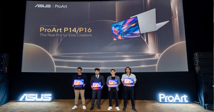 Adrian Pradipta, Technical Public Relations, ASUS Indonesia; ⁠Rudy Salim, CEO PRESTIGECORP; ⁠Lenny Lin, Country Manager, ASUS Indonesia; Marcello Tahitoe, Top Indonesian Singer.