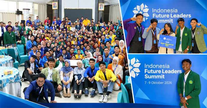 Ahmad Al Farizi saat pose bersama di sela-sela mengikuti acara Future Leaders Camp dan Future Leaders Summit yang digelar oleh Kemendiktisaintek, di BBPPMPV Bisnis dan Pariwisata, Bojongsari, Kota Depok, Jawa Barat, pada 7–9 Oktober 2026.