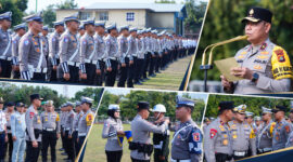 Suasana Apel Gelar Pasukan yang dipimpin Wakapolda NTB, Brigjen Pol. Hari Nugroho, S.I.K., di Lapangan Gajah Mada Ampenan, Mataram, Senin (26/10/2026), sebagai penanda kesiapan personel dan sarana pendukung sebelum pelaksanaan Operasi Patuh Rinjani 2026 di wilayah NTB.