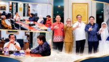 Gubernur NTB, Lalu Muhamad Iqbal didampingi Sekda NTB, Abul Chair, saat menerima kunjungan silaturahmi sekaligus pamitan Kepala OJK Provinsi NTB, Rudi Sulistyo, di ruang kerja Gubernur NTB, Selasa (13/10/2026).