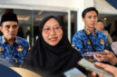 Qariah asal NTB, Khairunnisa saat memberikan keterangan pers kepada awak media.