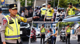Wakapolda NTB, Brigjen Pol. Hari Nugroho, saat turun langsung mengatur lalu lintas di Simpang Empat BI, Kota Mataram, Senin pagi (26/10/2026).