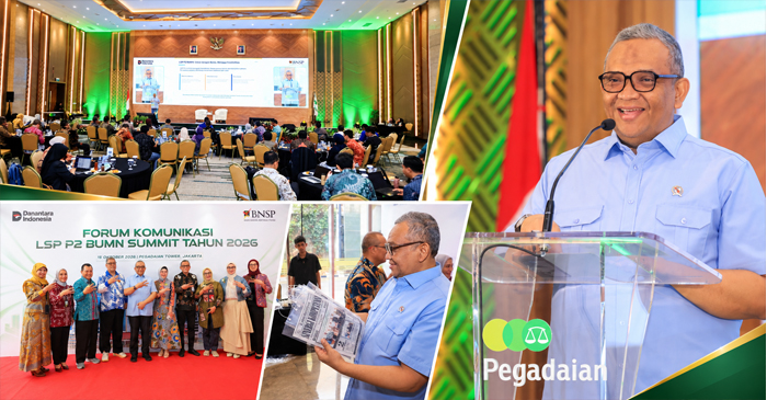 Wamenaker, Afriansyah Noor saat menghadiri dan memberikan sambutan dalam kegiatan Forum Komunikasi Lembaga Sertifikasi Profesi (LSP) P2 BUMN Summit 2026, di Jakarta, Kamis (15/10/2026).